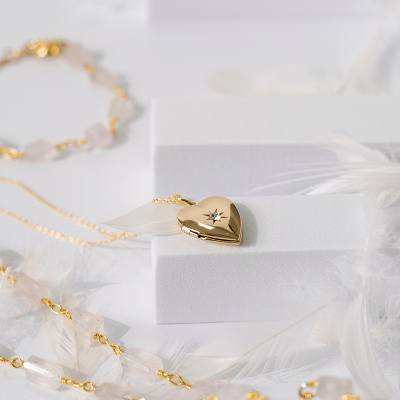 Gold Heart Locket Necklace