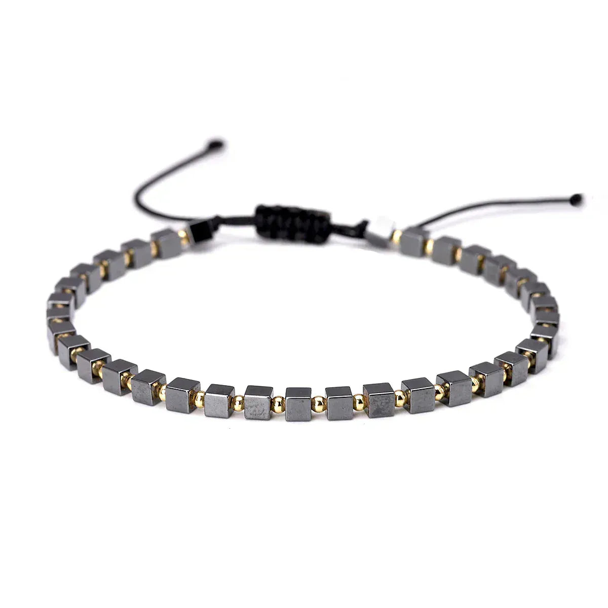 Bracelet with gray beads on a white background