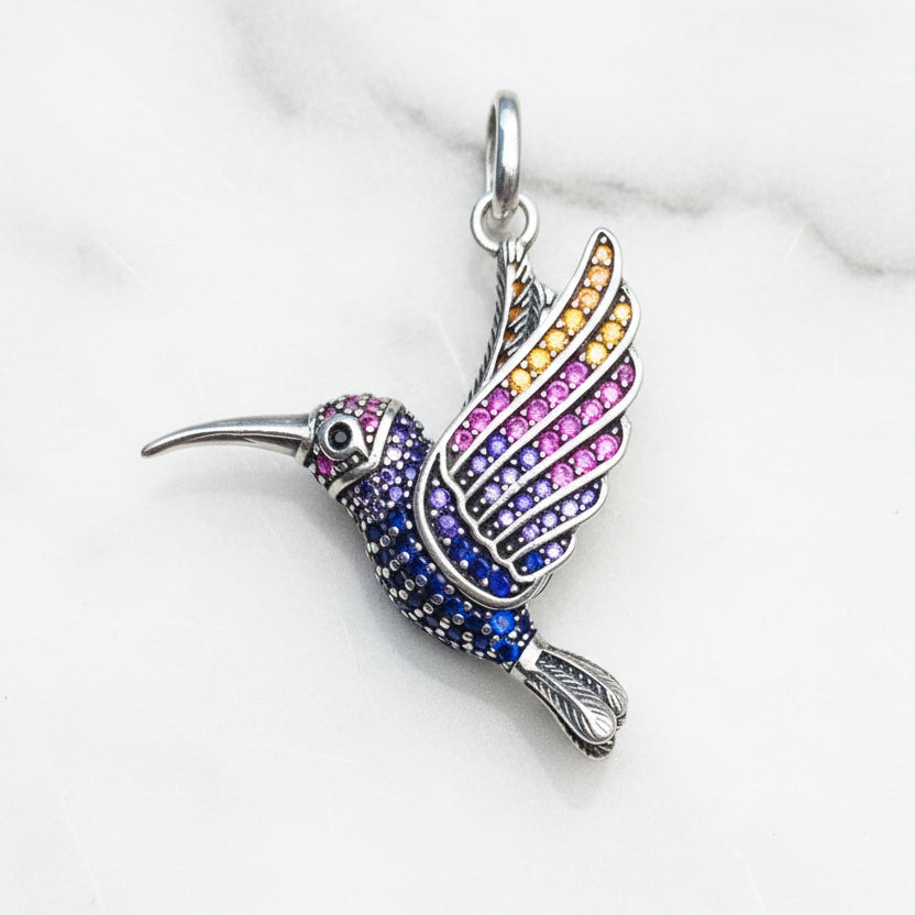 Colorful hummingbird-shaped pendant 
