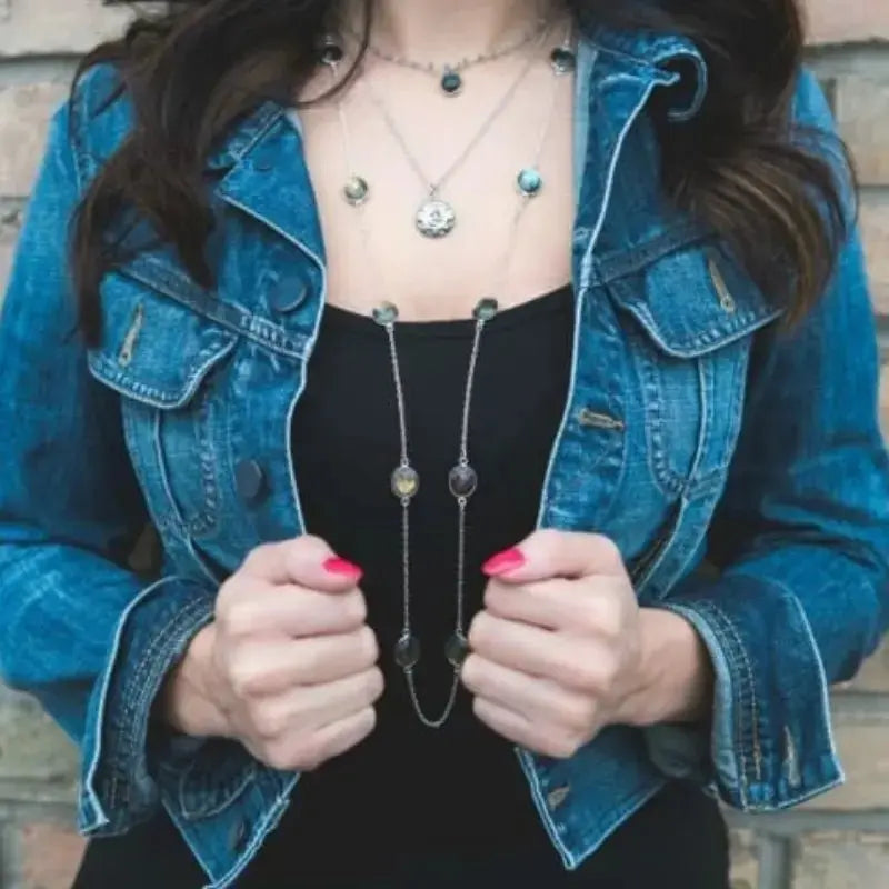 Labradorite Necklace - Long Chain Design - Mystic Soul Jewelry