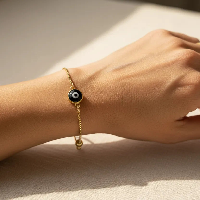 Mini Black Evil Eye Bracelet | Adjustable Protection Talisman