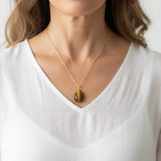 Tiger eye teardrop pendant necklace, solar plexus chakra jewelry