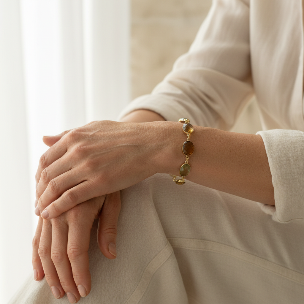 Citrine & Smoky Quartz Bracelet | Honey Gold + Grounded Grey | November Birthstone