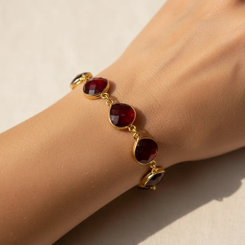 Luxe Garnet Gemstone Bracelet | January Birthstone