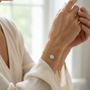 gold opalite adjustable slider bracelet — crystal jewelry for calm and intuition