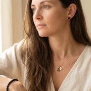 Black tourmaline and hamsa protection set shown from an alternate angle, protection symbol jewelry