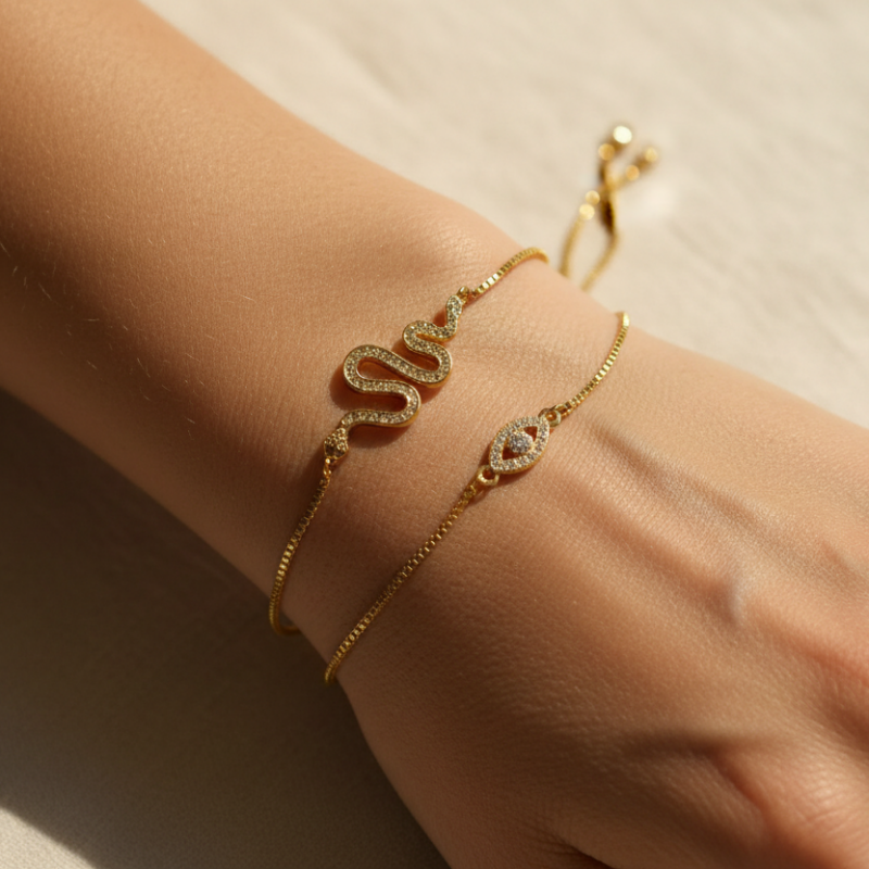 Crystal Snake Bracelet | Adjustable Wrap Talisman | Transformation & Rebirth