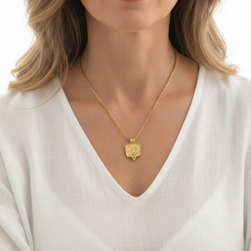 Gold star necklace and matching ring set, celestial jewelry