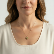Third Eye Mini Medallion Necklace | Faux Opal Centre | Gold Plated