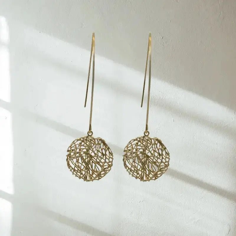 Long Gold Earrings | Global Connection Round - Mystic Soul Jewelry