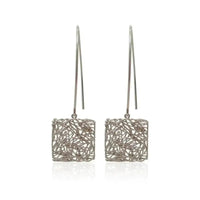 Long Silver Earrings | Global Connection Square - Mystic Soul Jewelry