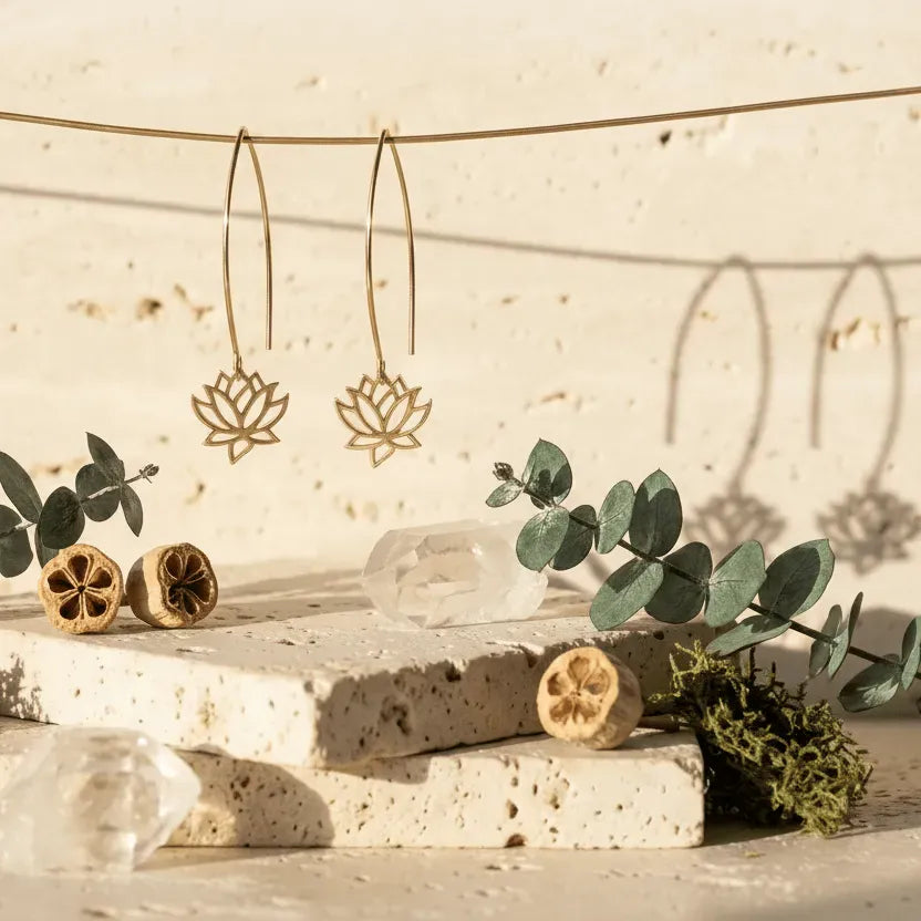 lotus flower earrings gold
