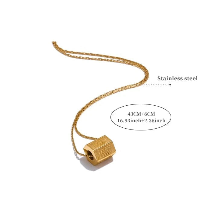 Gold necklace with a clasp on a white background