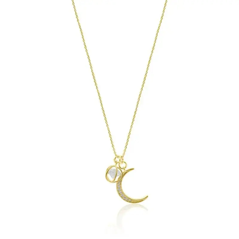 Lunar Radiance Crystal Moon Ball Necklace – Available in Gold or Silver - Mystic Soul Jewelry