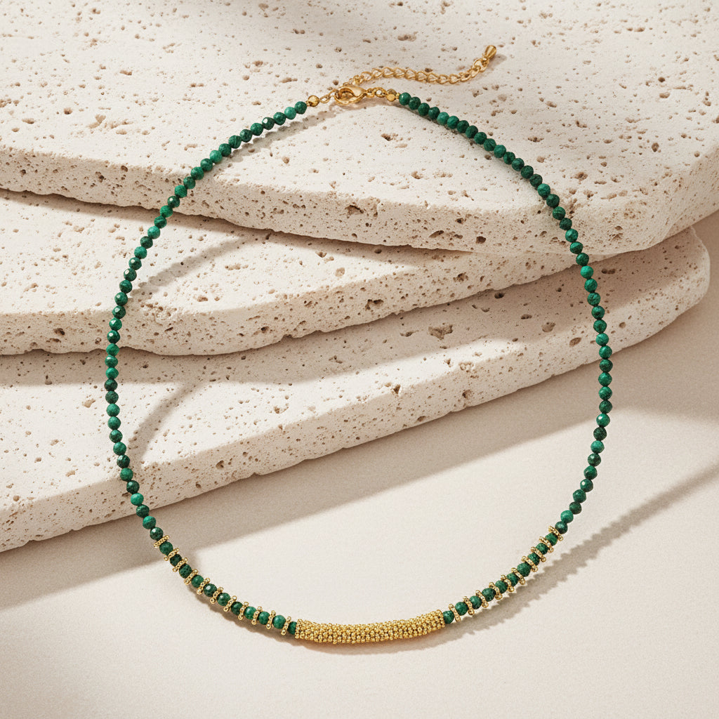 Handmade semi-precious stone beaded choker necklaces in chakra colours  