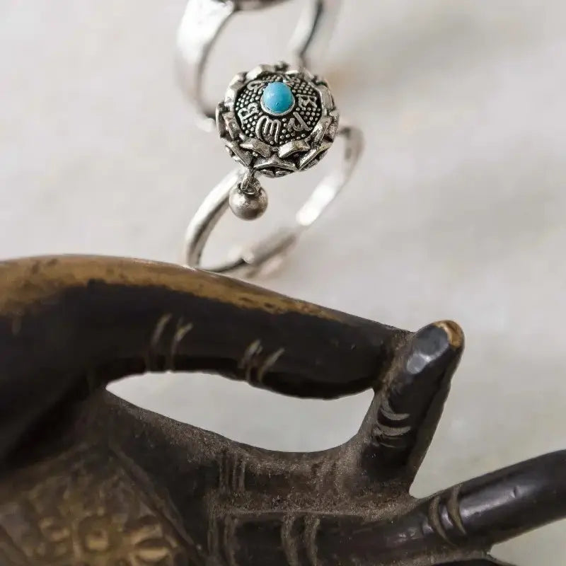 Meditation Ring - Turquoise Accent - Mystic Soul Jewelry