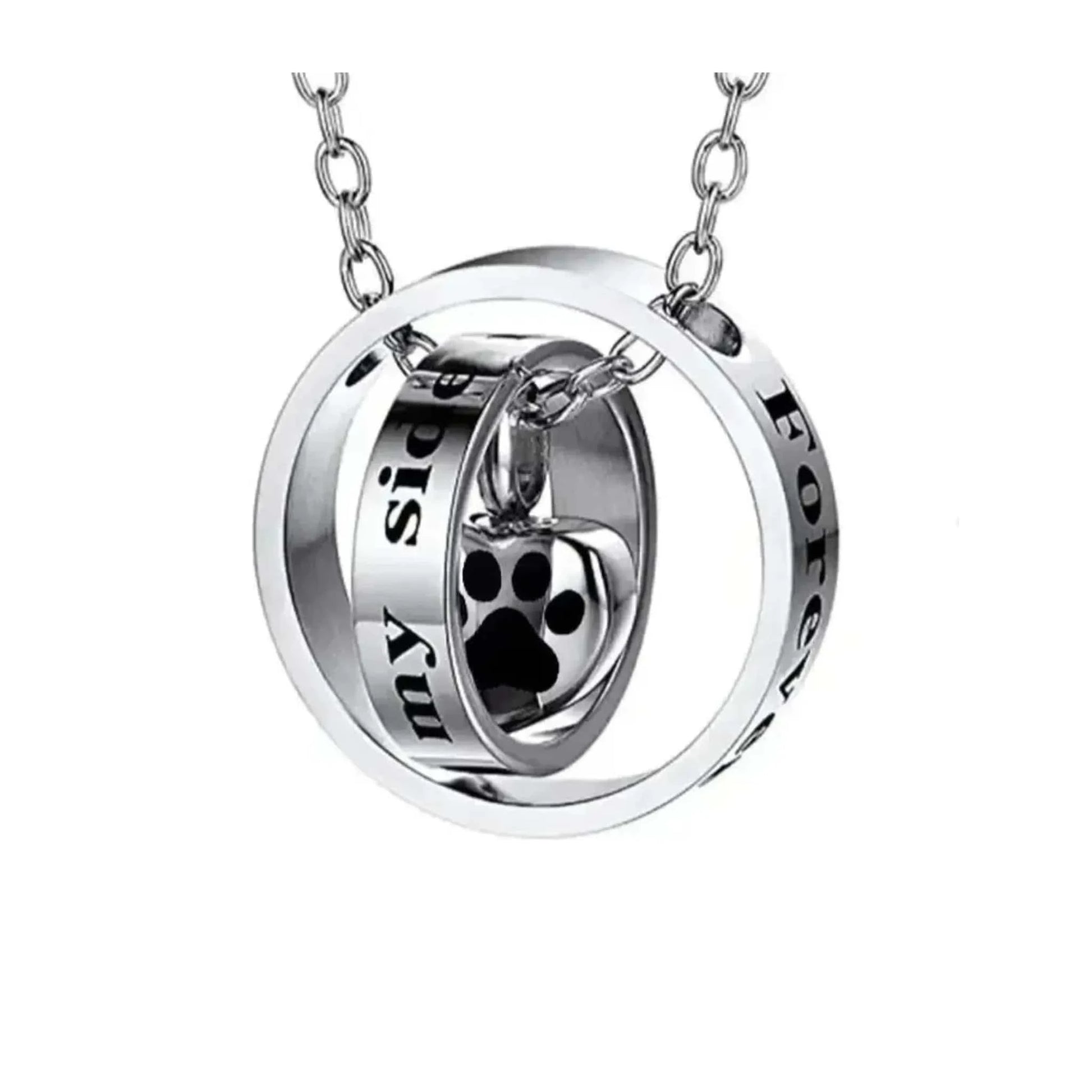 pet necklace forever by my side interlocking rings