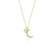 crescent moon necklace with crystal ball