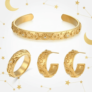 Sun • Moon • Star Celestial Set | Stainless Steel (Bracelet, Earrings + Ring)