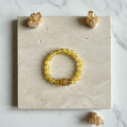 Natural citrine stretch bracelet with a focal bead in warm honey gold — November birthstone jewelry