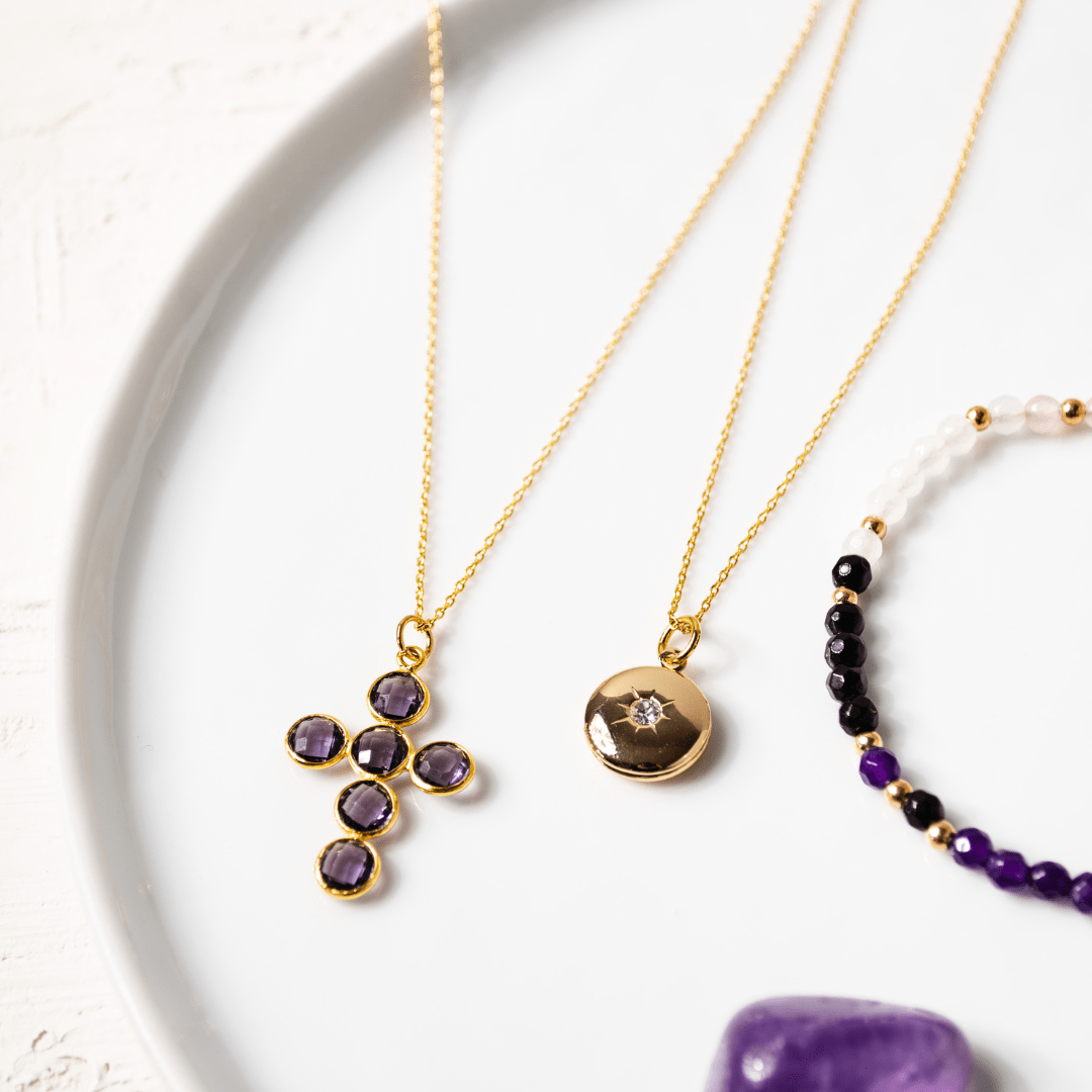 Amethyst Cross Necklace |  Spiritual Jewelry
