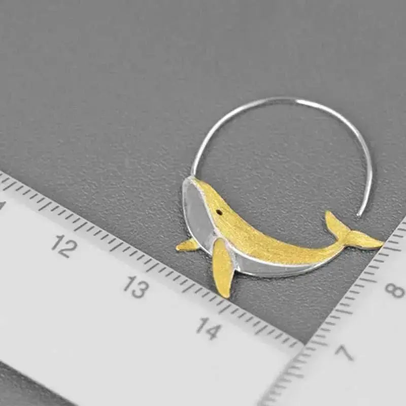 Oceanic Elegance Whale Tail Gold & Silver Hoop Earrings - Whale Jewelry - Mystic Soul Jewelry