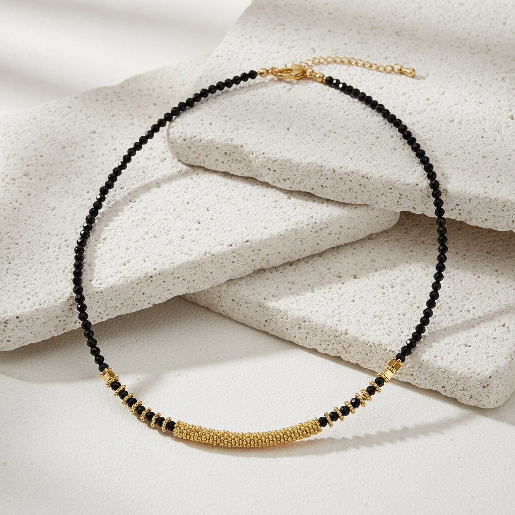 Handmade semi-precious stone beaded choker necklaces in chakra colours 