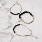 onyx silver black angel wing bracelets