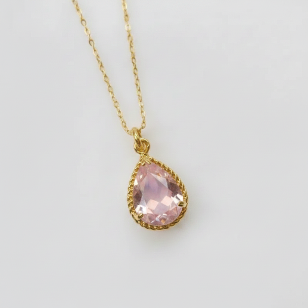 Opalite exquisite teardrop pendant necklace in gold, October birthstone jewelry