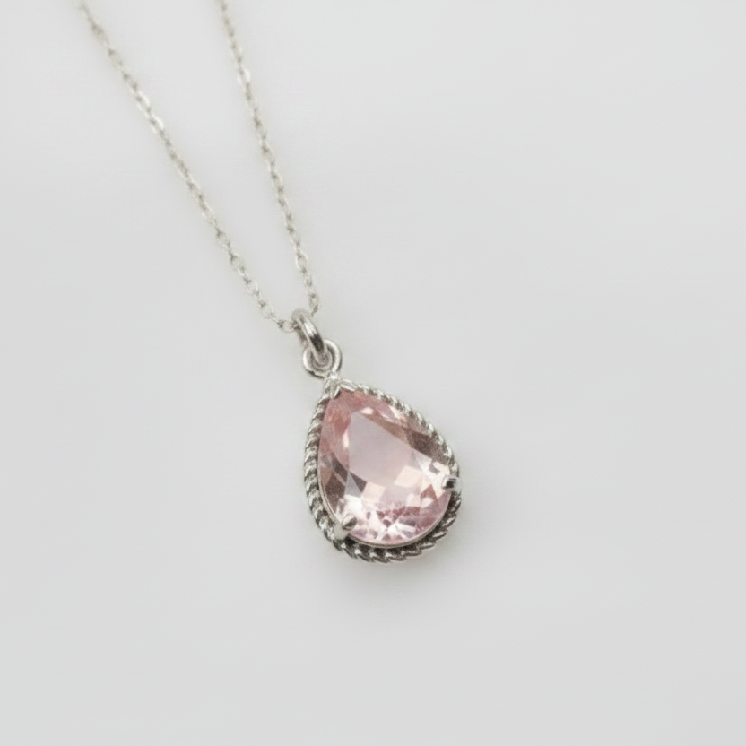 Opalite exquisite teardrop pendant necklace in silver, October birthstone jewelry