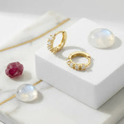opalite huggies gold birthstone earrings