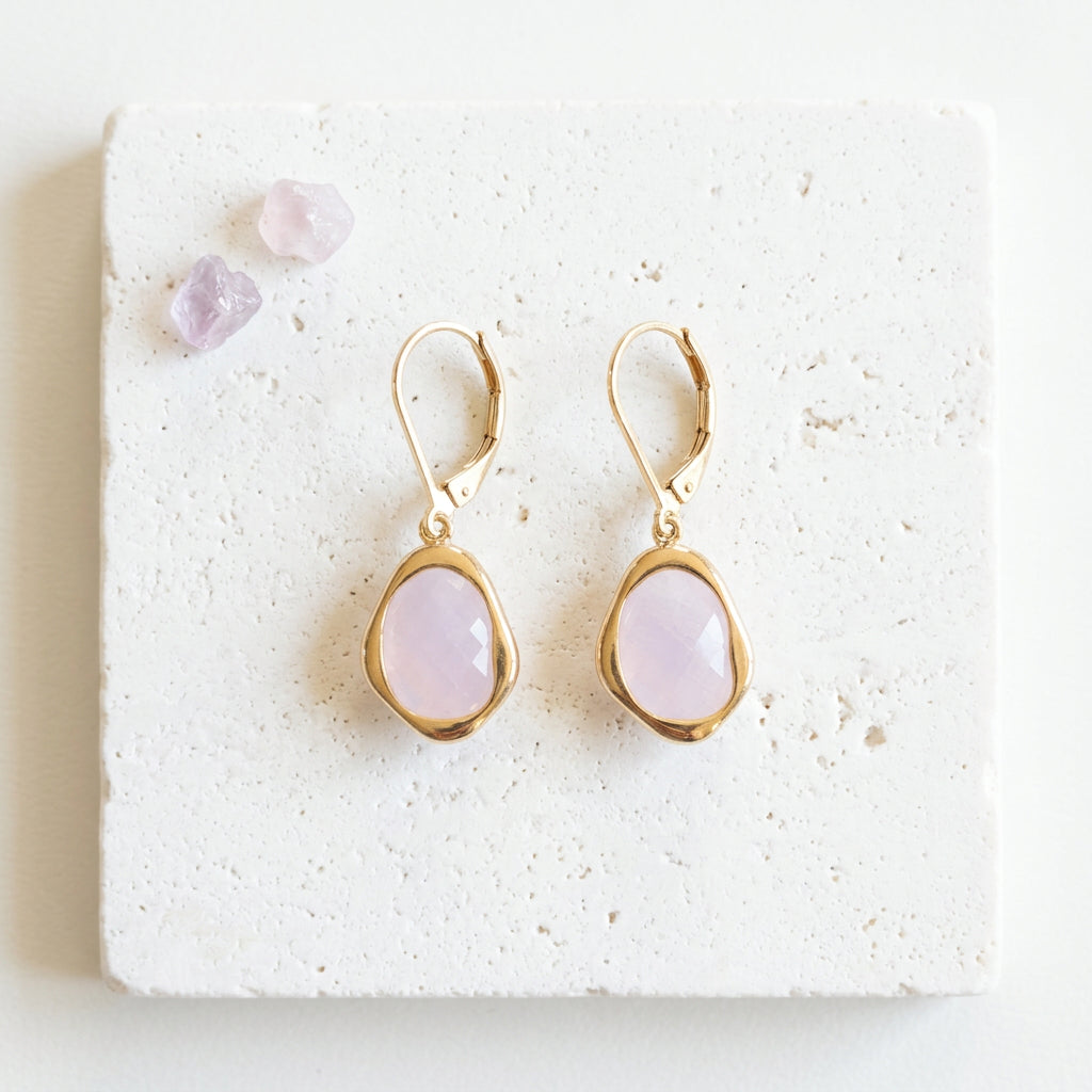 Opalite Organic Drop Earrings | Opal-Inspired Glass | Gold Plated