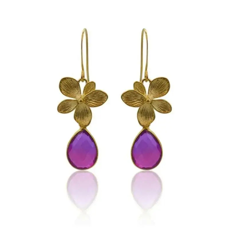 Pink Aura Single Bloom Plumeria Gold Earrings earrings