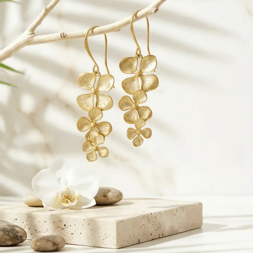 orchid gold plated  earrings