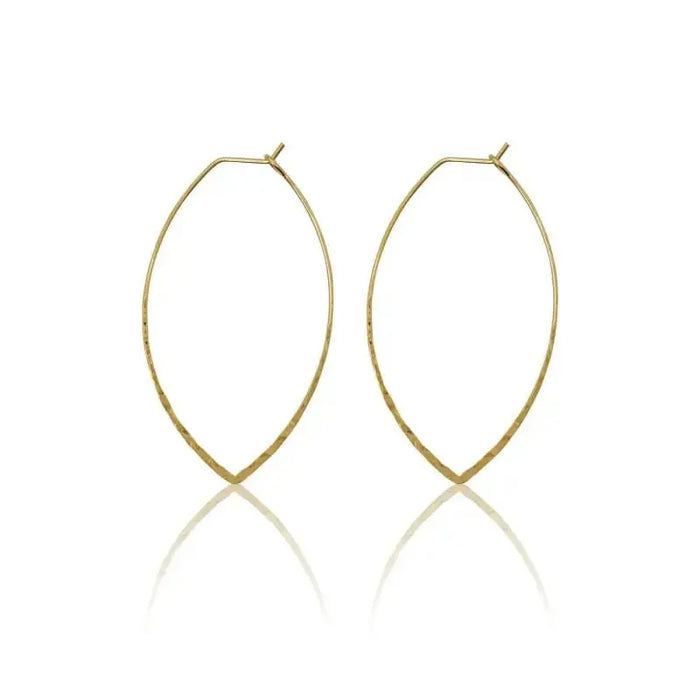 Oval Hammered Hoops - Gold Earrings