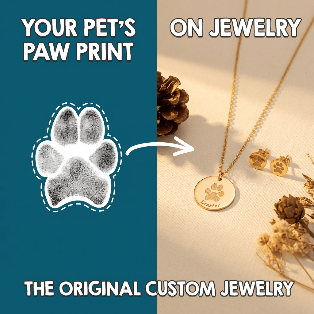 Custom Paw Print Charm Necklace | Personalized Pet Name Jewelry | Stainless Steel