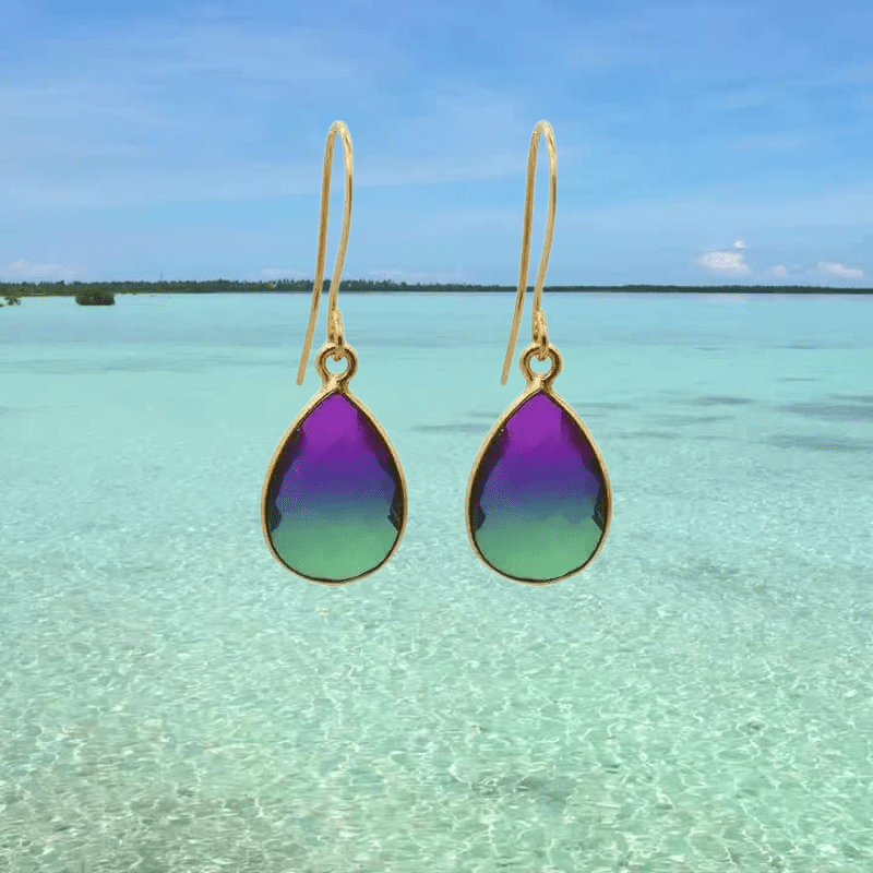 Peacock Aura Drop Earrings - Short - Mystic Soul Jewelry