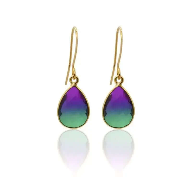 Peacock Aura Drop Earrings - Short - Mystic Soul Jewelry