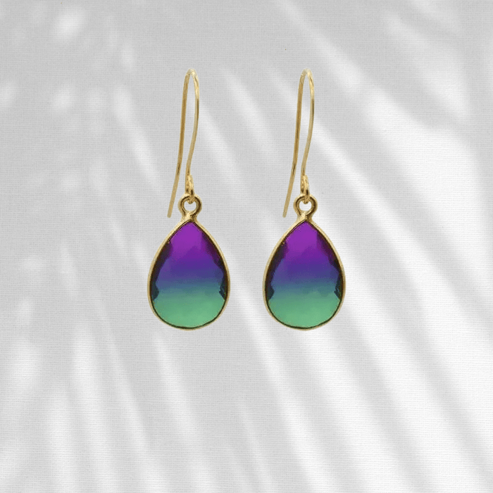 Peacock Aura Drop Earrings - Short - Mystic Soul Jewelry