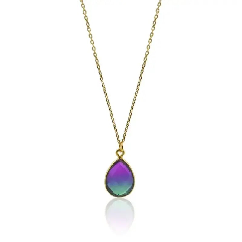 Peacock Aura Drop Necklace - Gold 16 necklace