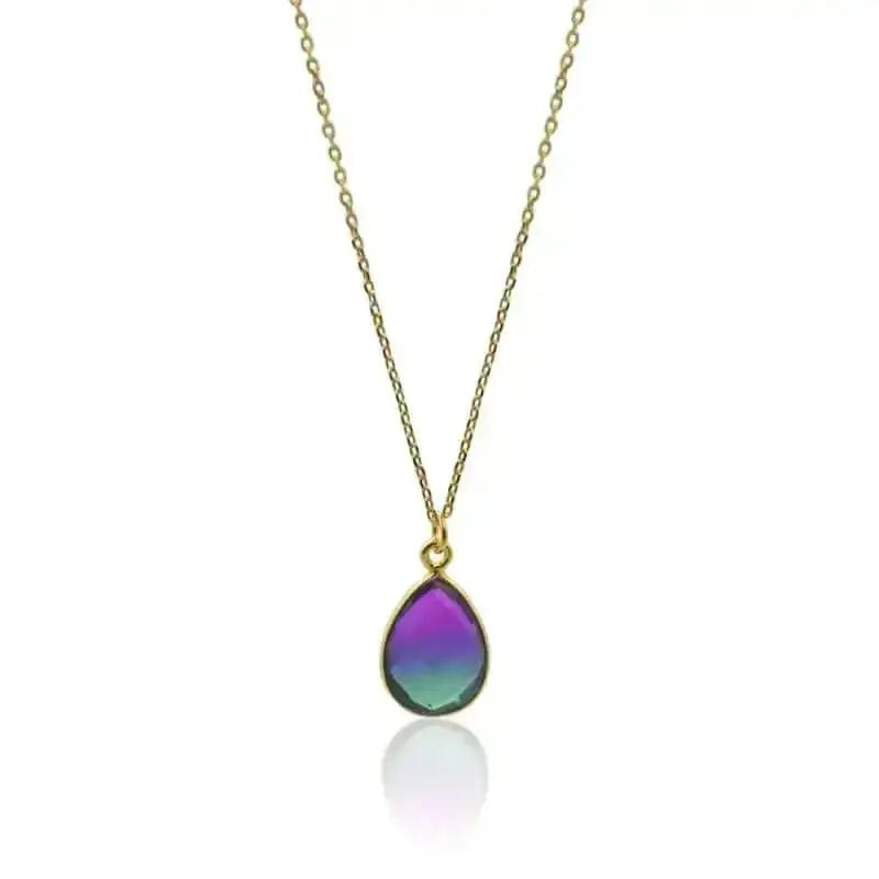 Peacock Aura Drop Gold Necklace - Mystic Soul Jewelry