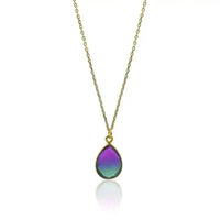 Peacock Aura Drop Gold Necklace - Mystic Soul Jewelry