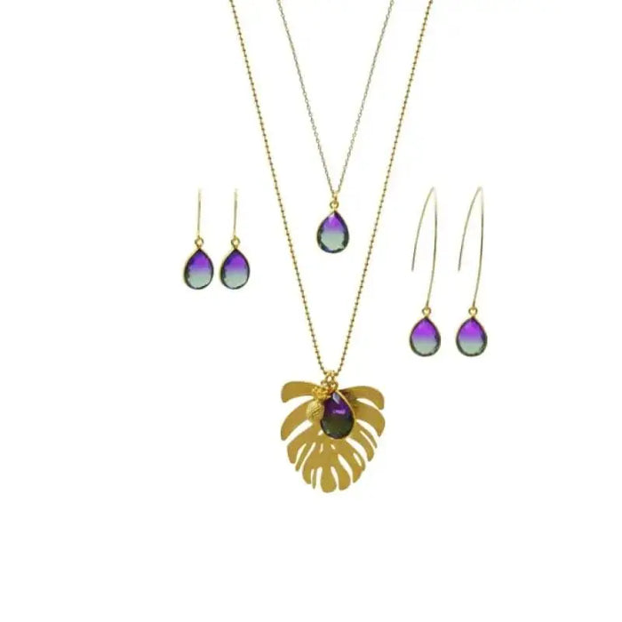Peacock Aura Drop Long Gold Earrings - Mystic Soul Jewelry