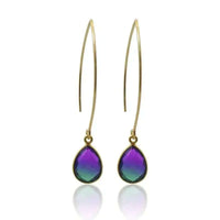 Peacock Aura Drop Long Gold Earrings - Mystic Soul Jewelry