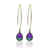 Peacock Aura Drop Long Gold Earrings - Mystic Soul Jewelry