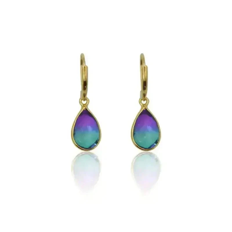 Peacock Aura MINI Drop Gold Earrings - Mystic Soul Jewelry