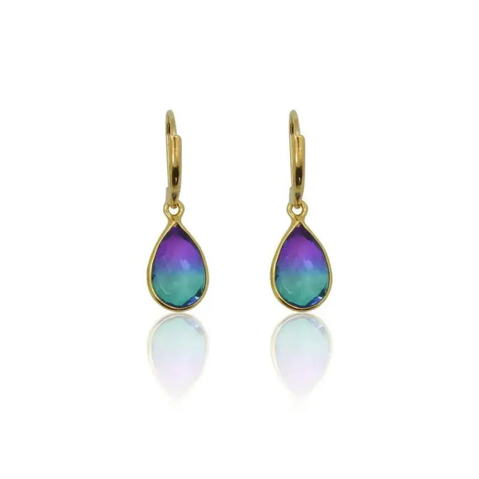 Peacock Aura MINI Drop Earrings - Gold earrings