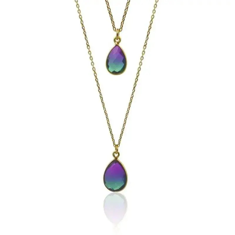 Peacock Aura Oval MINI Drop Necklace necklace