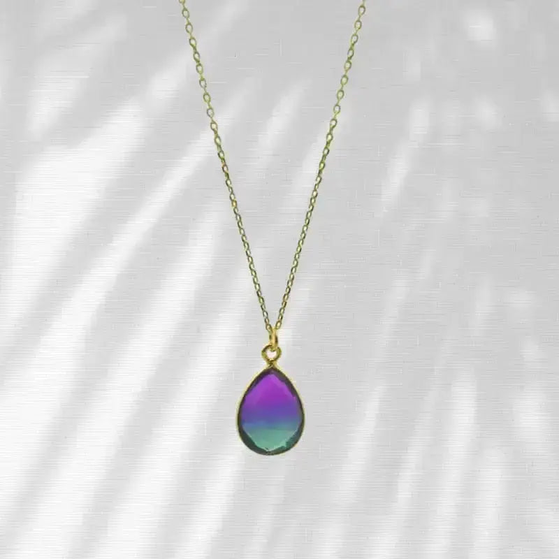 Peacock Aura MINI Drop Gold Pendant Necklace - Mystic Soul Jewelry