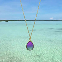 Peacock Aura MINI Drop Gold Pendant Necklace - Mystic Soul Jewelry